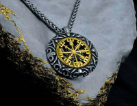 Collier Viking Vegvisir - Pendentif Roue Solaire Vikingart