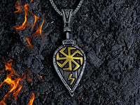 Collier bouclier viking - Roue solaire et rune Sowilo - Vikingart