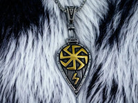 Collier bouclier viking - Roue solaire et rune Sowilo - Vikingart
