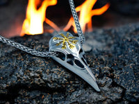Collier Viking Crâne Corbeau - Pendentif Aegishjalmur