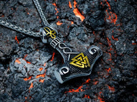 Collier Viking Mjölnir - Pendentif Marteau de Thor avec Symbole du Valknut Vikingart