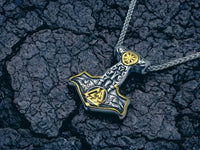 Collier Viking Mjölnir Marteau de Thor - Corbeaux Hugin et Munin - Vikingart