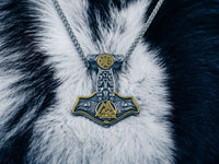 Collier Viking Mjölnir Marteau de Thor - Corbeaux Hugin et Munin - Vikingart