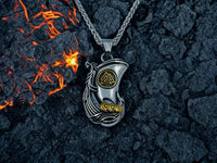 Collier Viking avec Pendentif Drakkar et Symbole du Valknut Vikingart