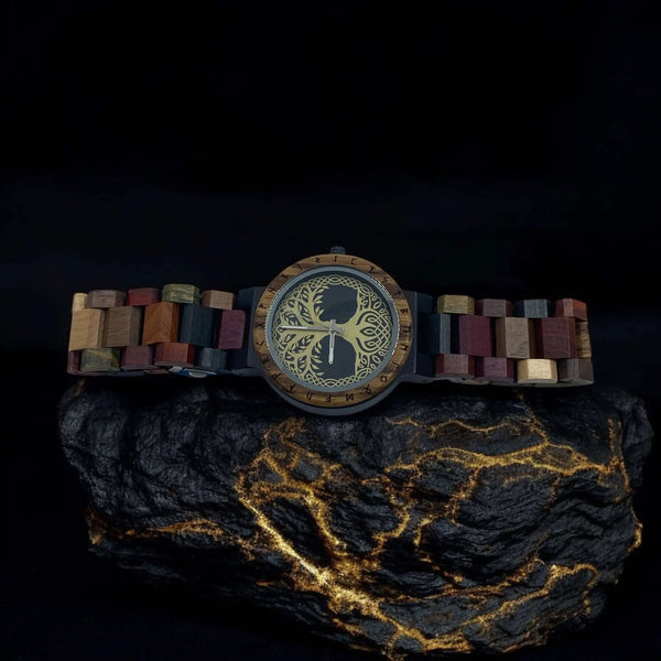 Montre en Bois Arbre de Vie & Runes Vikings (Copie) Vikingart