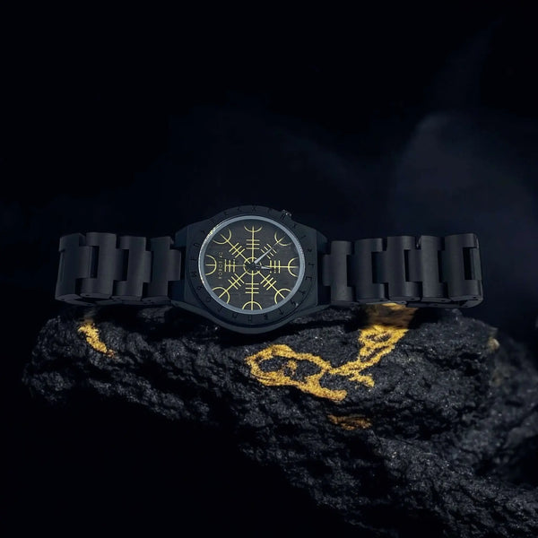 Montre en Bois Vegvisir & Runes Vikings Vikingart