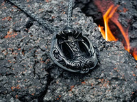 Collier Viking Mjölnir - Pendentif Marteau de Thor - Corbeaux Hugin & Munin Vikingart