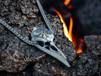 Collier Viking Crâne Corbeau - Pendentif Aegishjalmur 