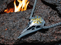 Collier Viking Crâne Corbeau - Pendentif Aegishjalmur 