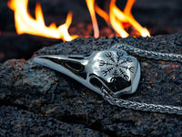Collier Viking Crâne Corbeau - Pendentif Aegishjalmur 