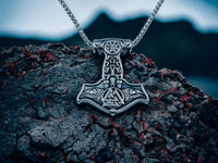 Collier Viking Mjölnir Marteau de Thor - Corbeaux Hugin et Munin - Vikingart