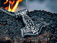 Collier Viking Mjölnir Marteau de Thor - Corbeaux Hugin et Munin - Vikingart