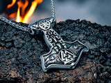 Collier Viking Mjölnir Marteau de Thor - Corbeaux Hugin et Munin - Vikingart