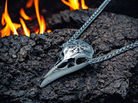 Collier Viking Crâne Corbeau - Pendentif Aegishjalmur 