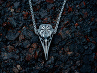 Collier Viking Crâne Corbeau - Pendentif Aegishjalmur 